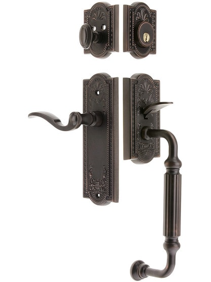 Parthenon Entry Lock Set in Oil-Rubbed Bronze Finish with Right-Handed Bellagio Lever and